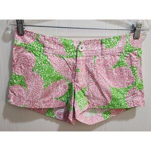 Lilly Pulitzer Women's Sz 00 The Walsh Shorts Limeade Cheat Ya Pink Green 33092